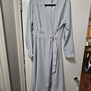 NWT Striped Blue and White Wrap Dress